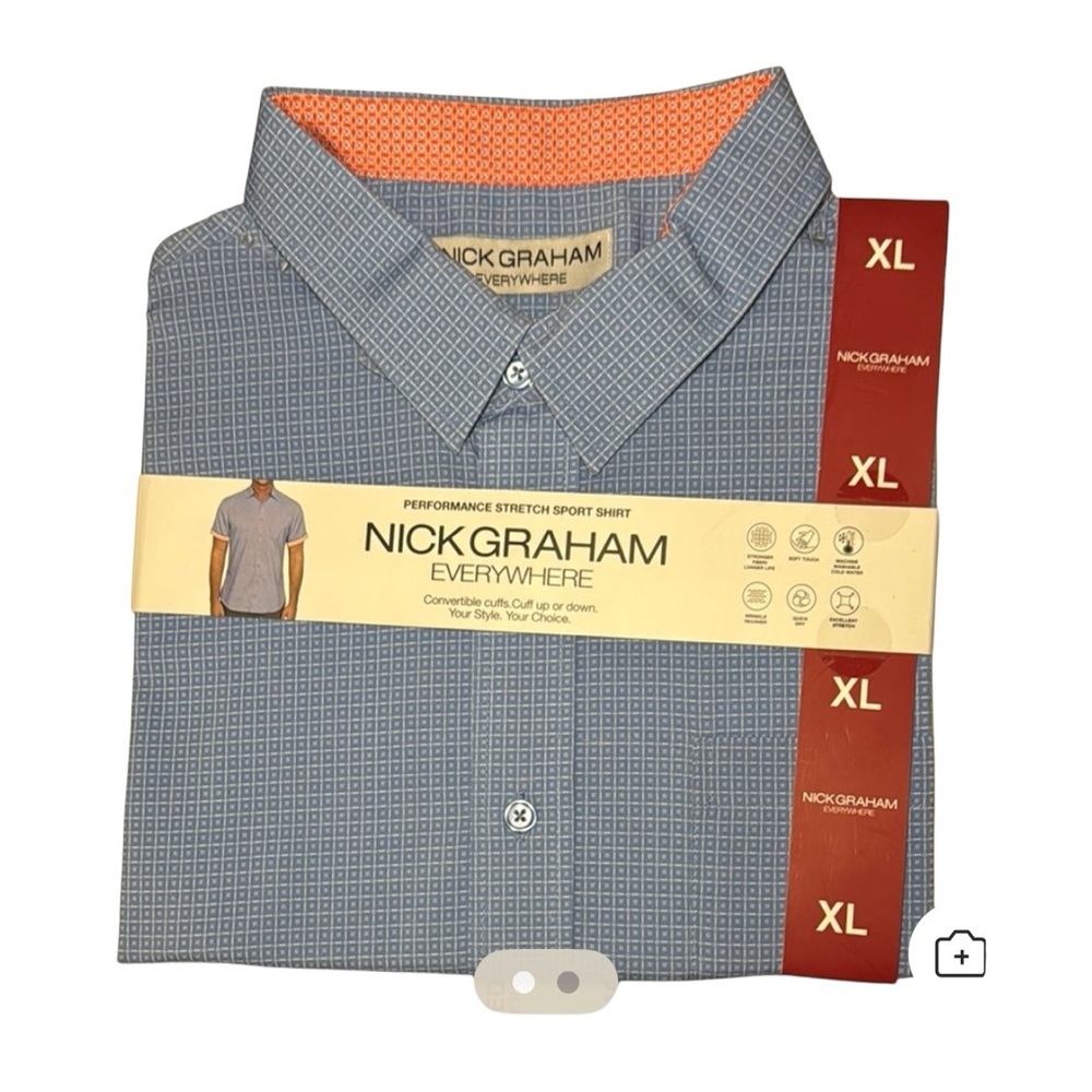 Nick Graham Men's Everywhere Short Sleeve Printed Shirt Size XL Blue